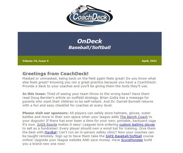 OnDeck Baseball Newsletter - 1 Month